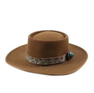 eddie bauer resistol hat with a turquoise brooch